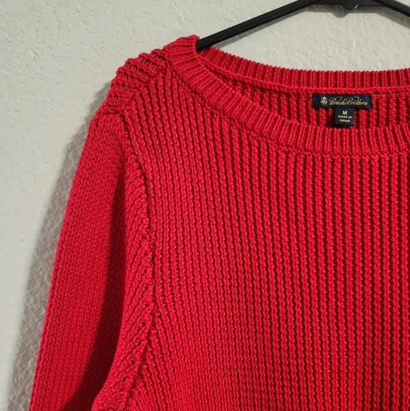 Brooks Brothers Women’s Red Knit Fringe Tassel Cotton Sweater size medium - Picture 4 of 6